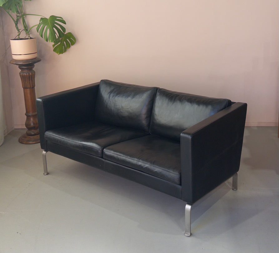 Okamura & Marquardsen 2.5 Seater Danish Sofa in Black Leather