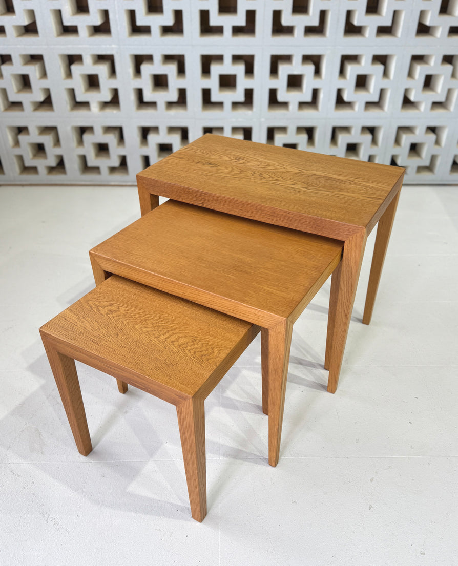 Nest of Three Severin Hansen Tables in Oak
