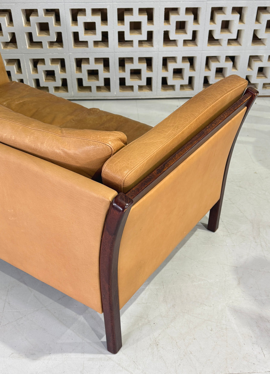 Danish Two Seater Stouby Sofa in Natural Leather