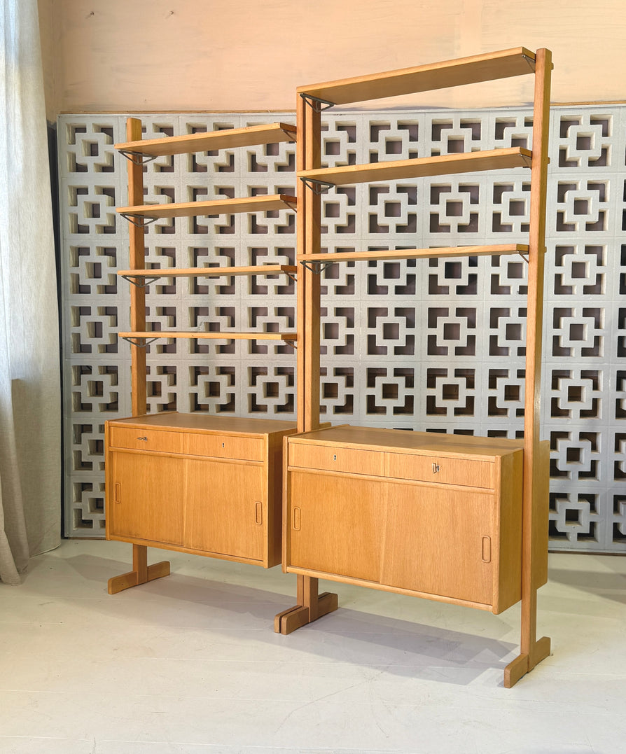 Pair of Standalone Swedish Bookcase Units in Oak