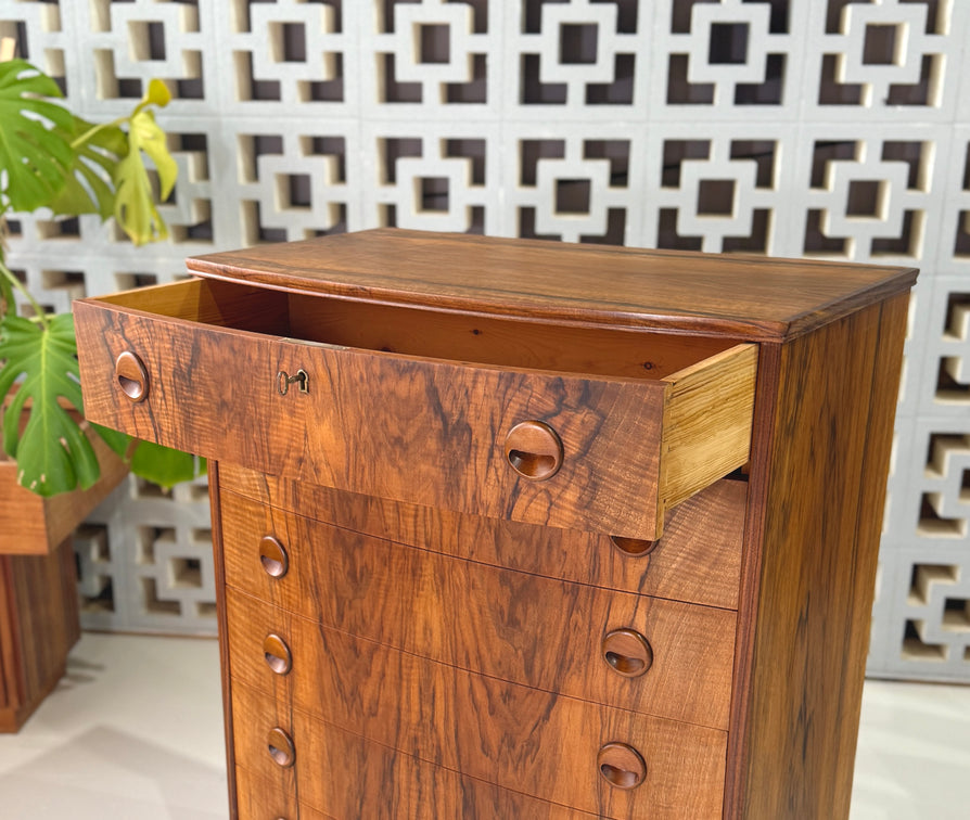 Danish Bow-Front Tallboy in Rosewood