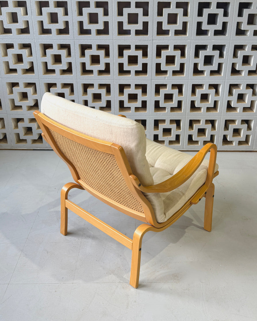 Danish Bentwood Lounge Chair in Wool