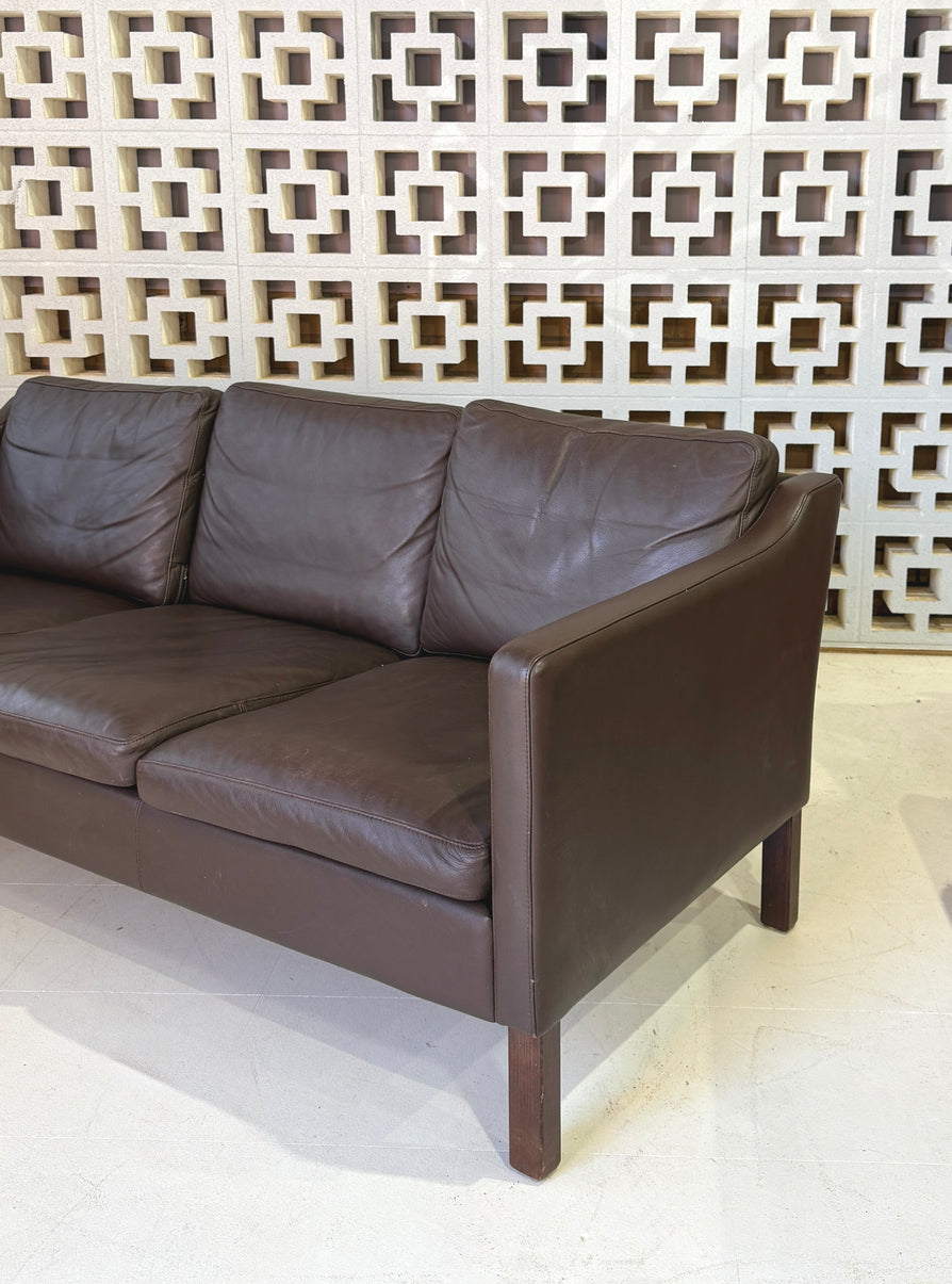 Danish Three-Seater Sofa in Leather