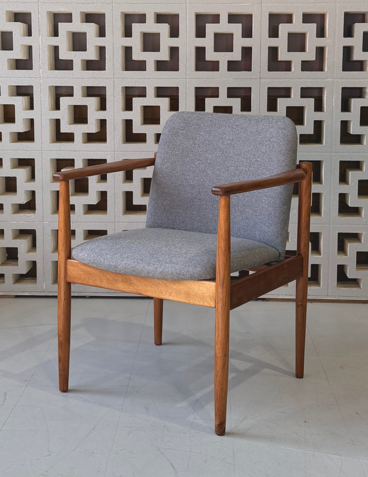 Mid-Century Armchair in Teak & New Wool