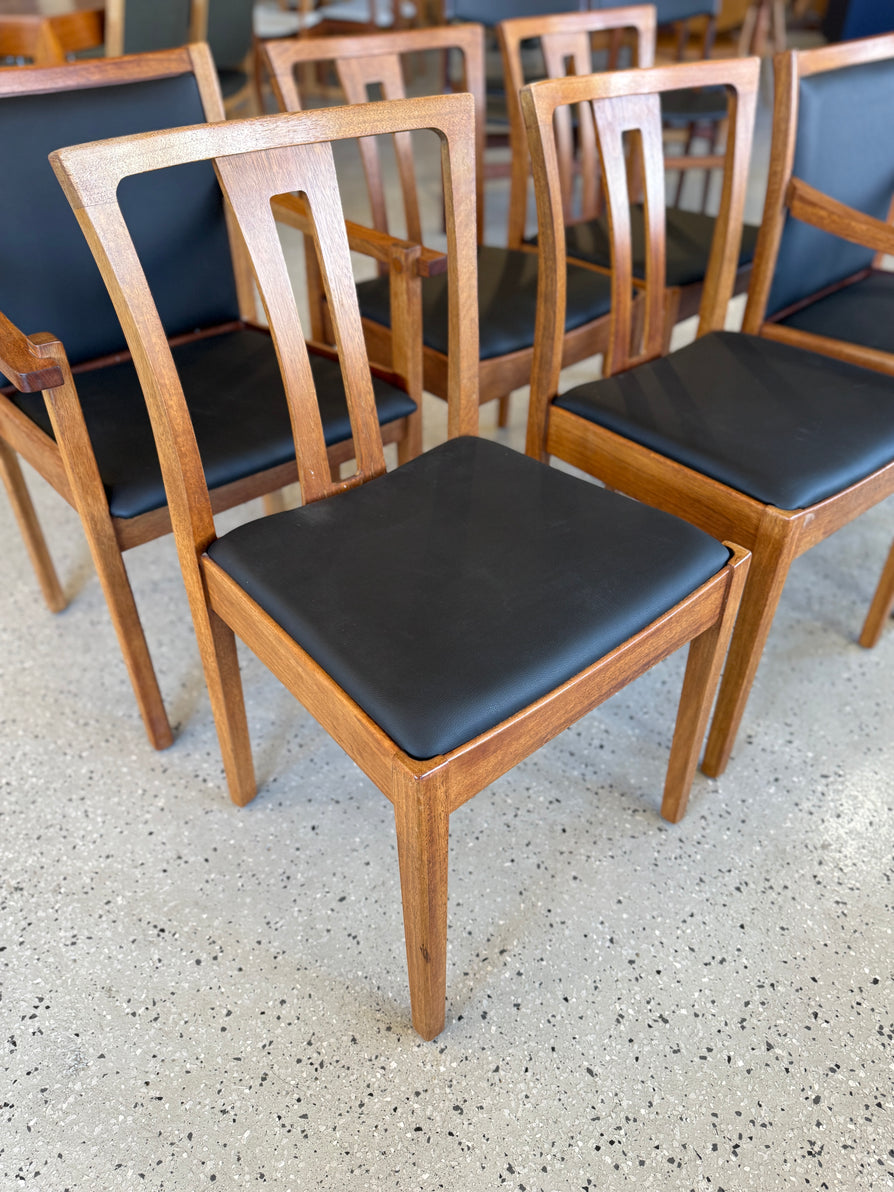 Set of Six Catt Dining Chairs In New Black Vinyl