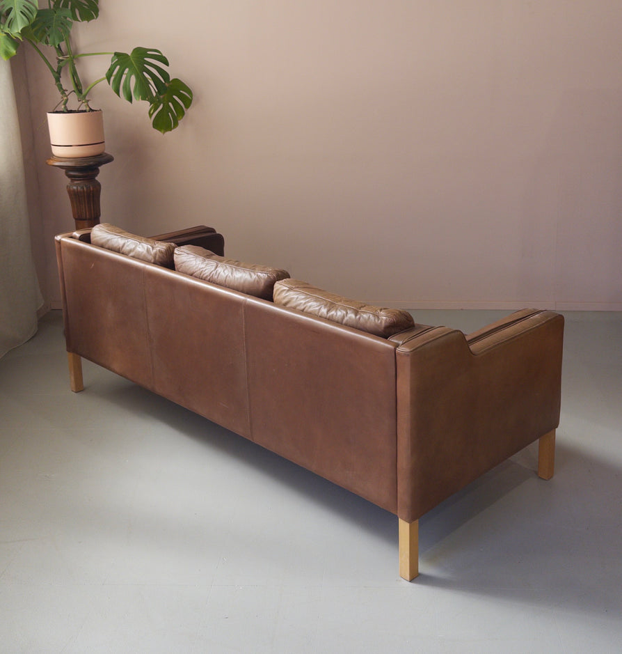 Danish Three Seater Sofa in Caramel Leather