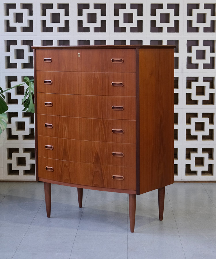 Danish Bow-front Tallboy in Teak