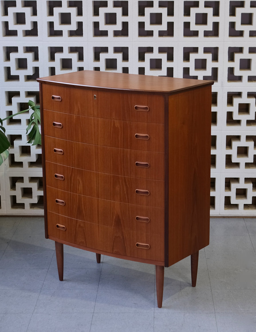 Danish Bow-front Tallboy in Teak