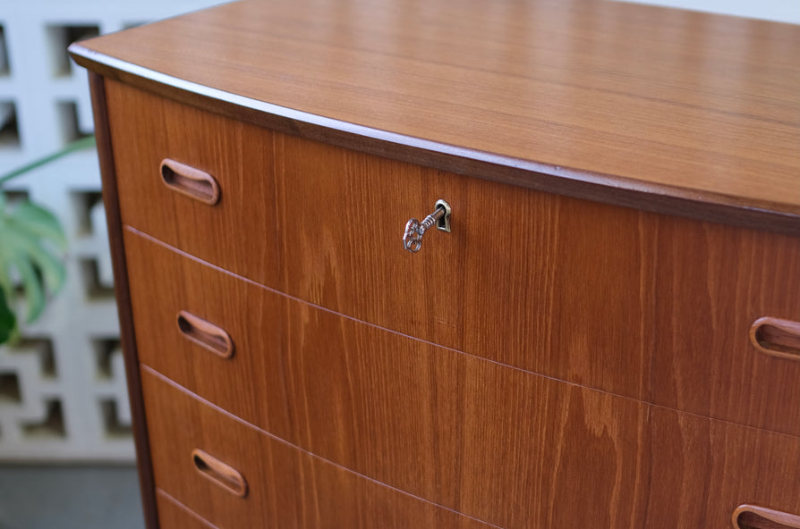 Danish Bow-front Tallboy in Teak