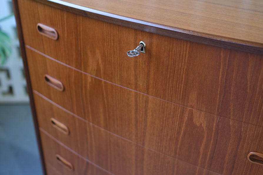 Danish Bow-front Tallboy in Teak