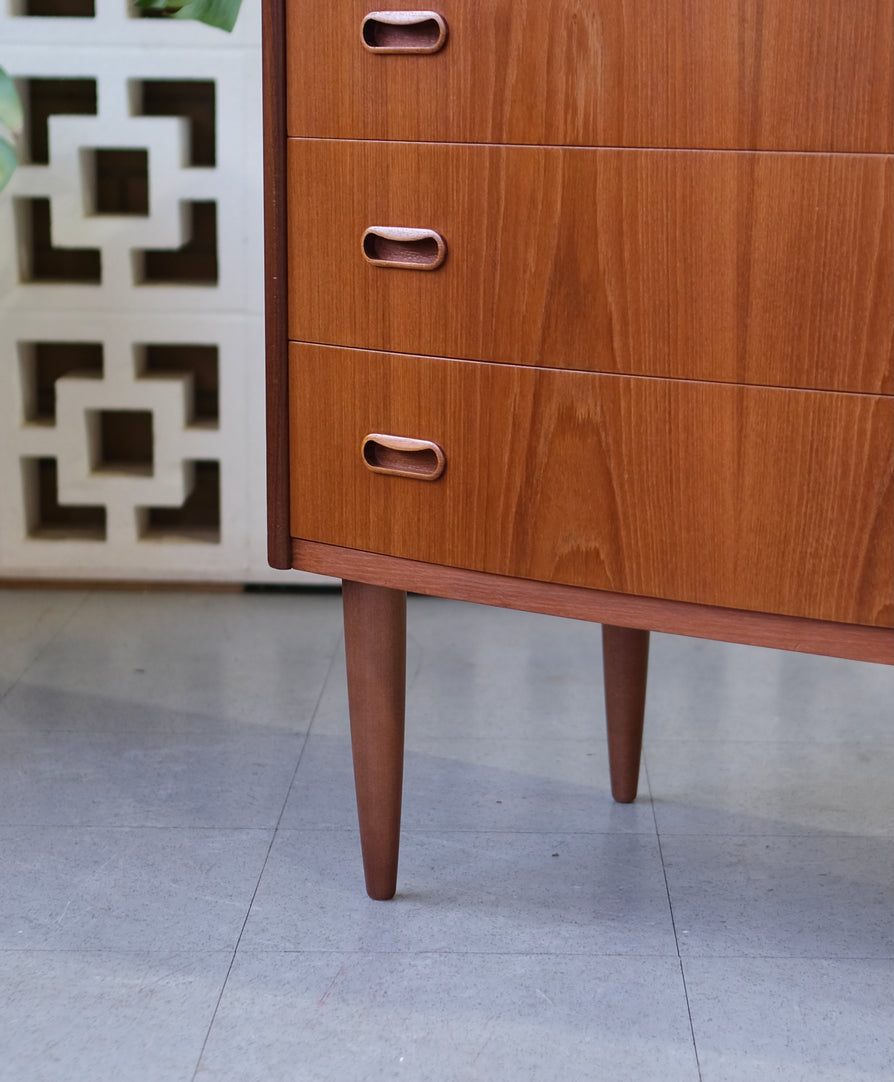 Danish Bow-front Tallboy in Teak