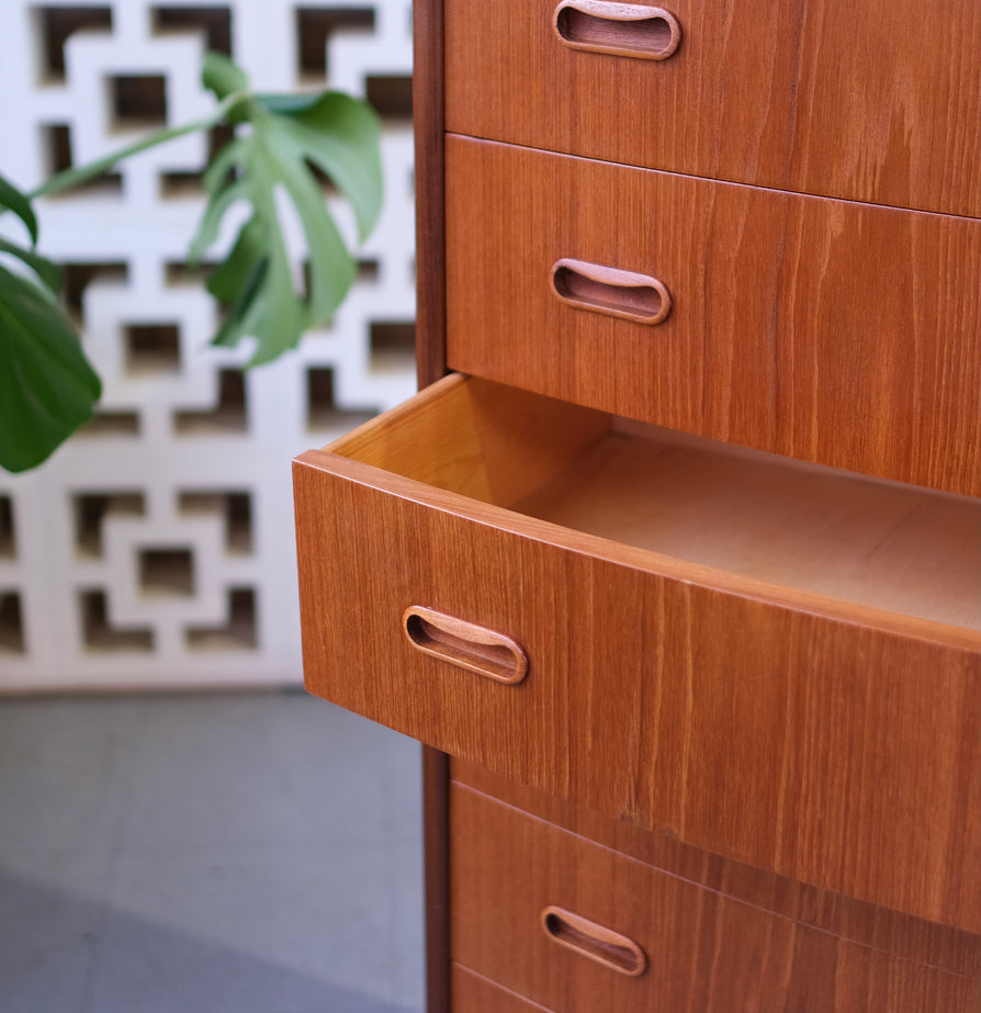 Danish Bow-front Tallboy in Teak