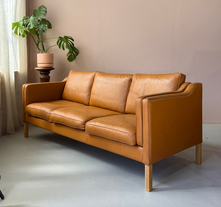 Three-Seater Sofa in Tan Leather