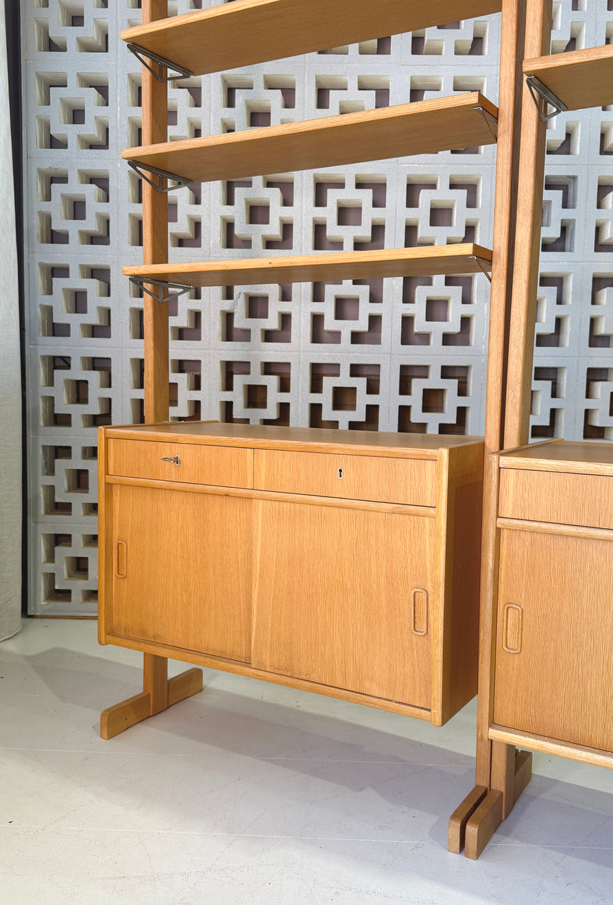 Pair of Standalone Swedish Bookcase Units in Oak