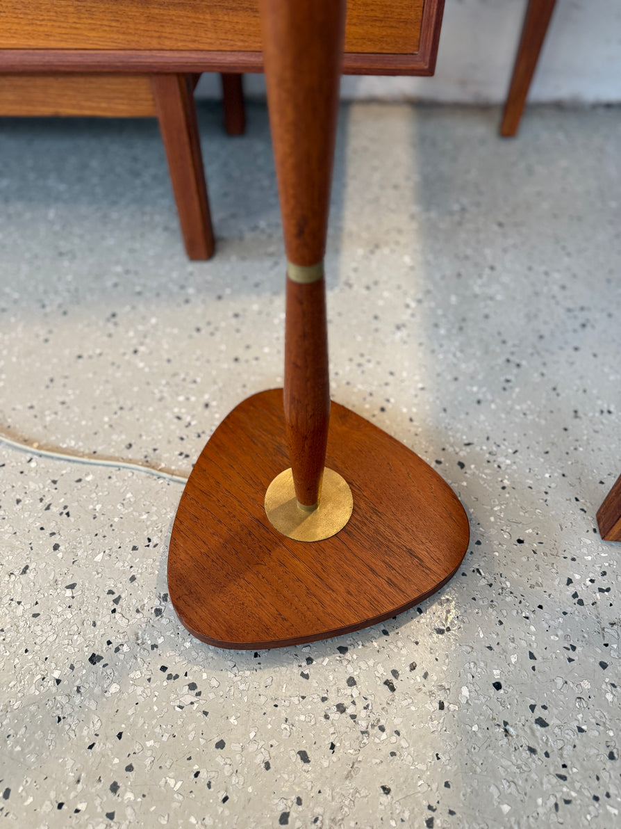 Danish Floor Lamp in Teak & Brass