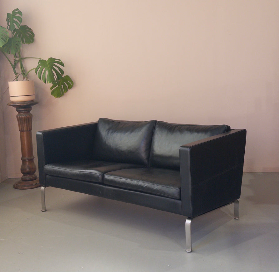 Okamura & Marquardsen 2.5 Seater Danish Sofa in Black Leather