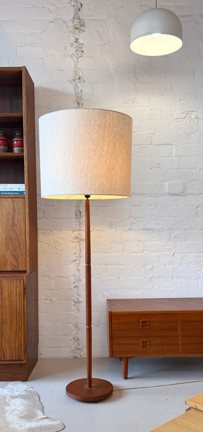 Danish Floor Lamp in Teak & Brass