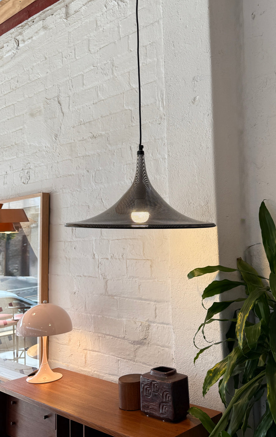 "Reticello" Italian Pendant in Black Plastic