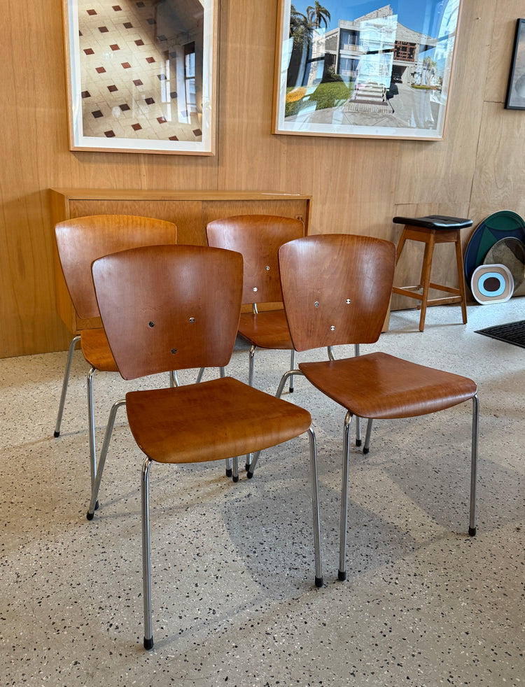 Set of Four Spanish Stacking / School Chairs