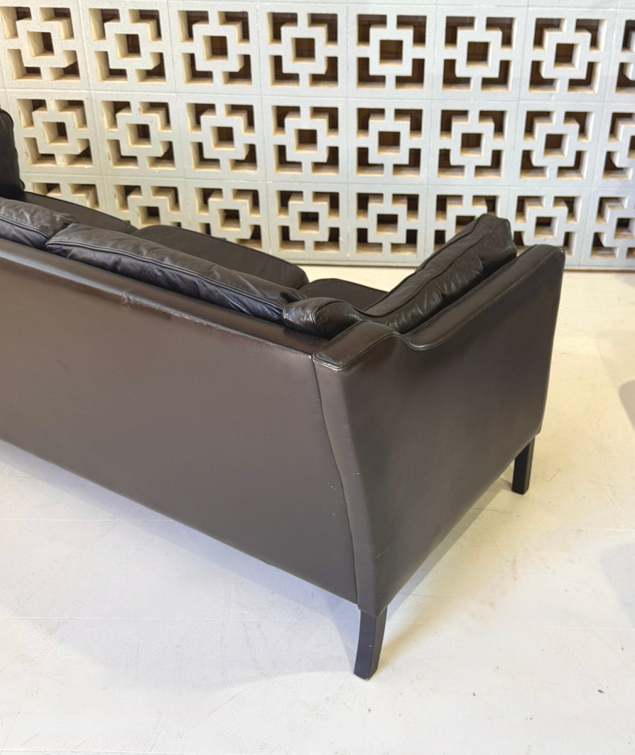 Danish Three-Seater Sofa in Dark Brown Leather