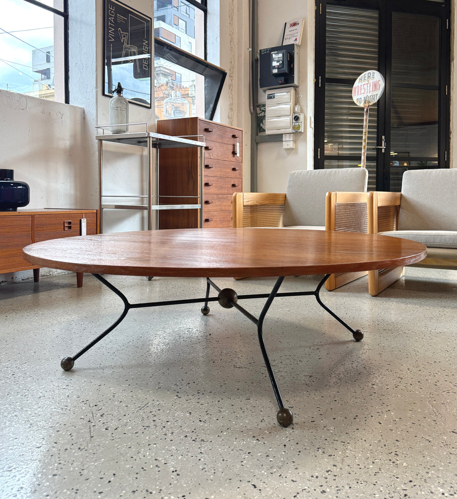 1950s Low-Profile Round Coffee Table