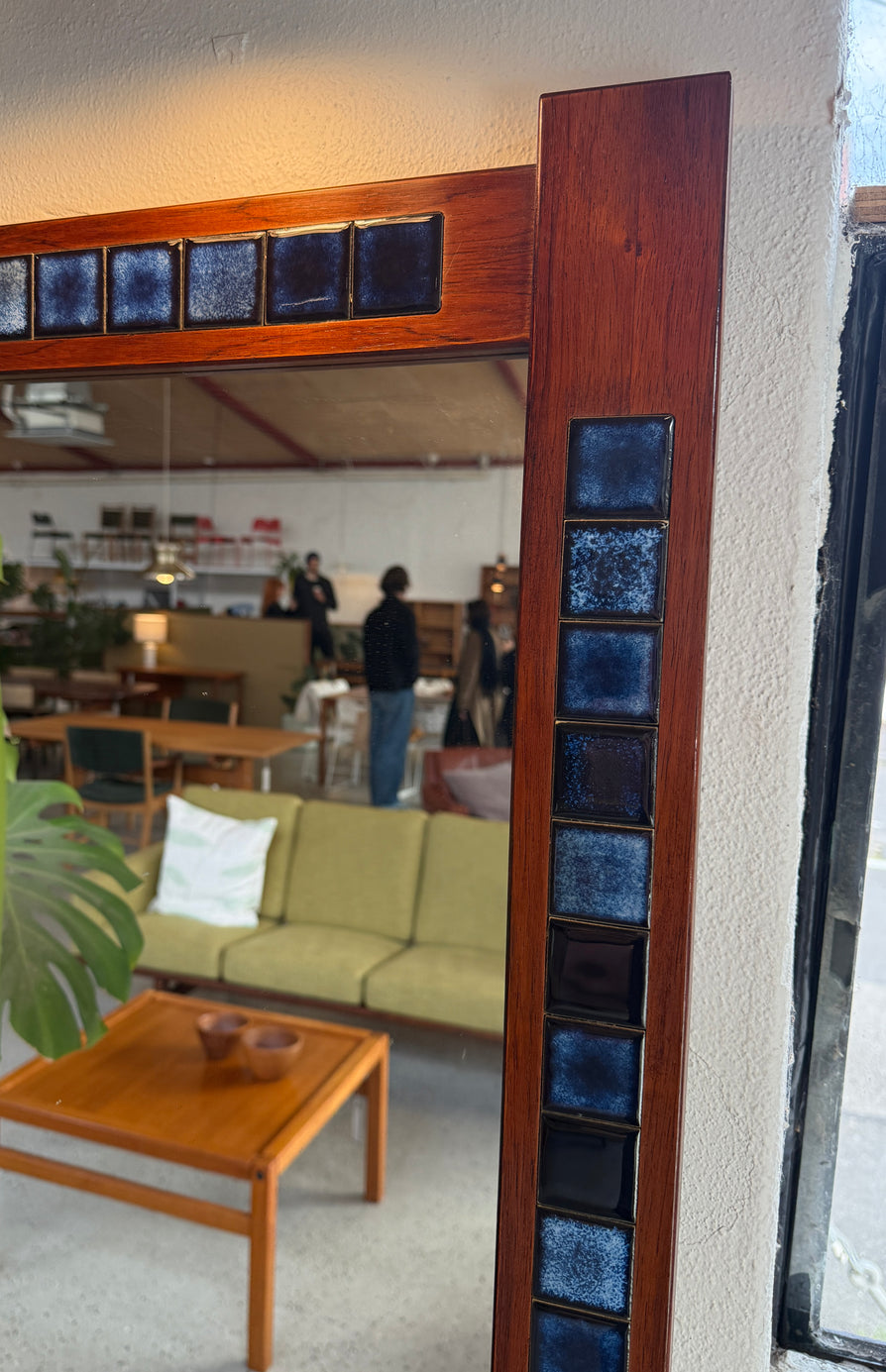 Danish Wall Mirror in Teak & with Tiled Detail