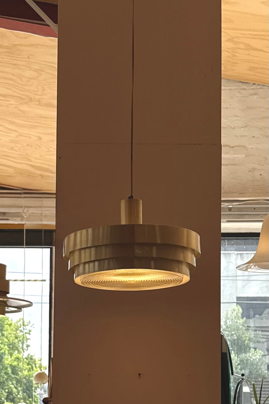 Tiered Vitrika Pendant in Brass and Glass