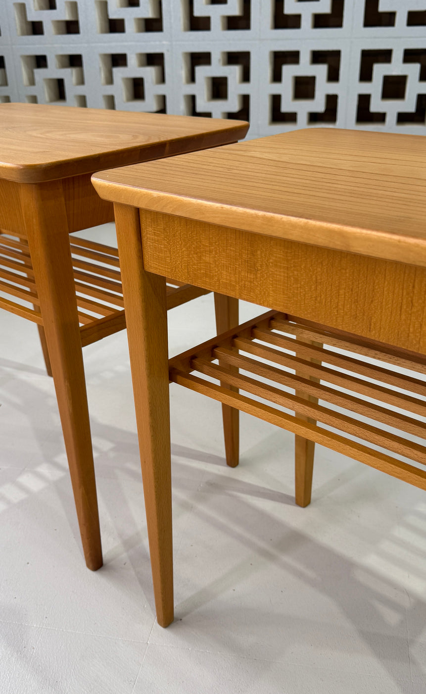 Pair of Swedish 1950s Bedside Tables in Beech