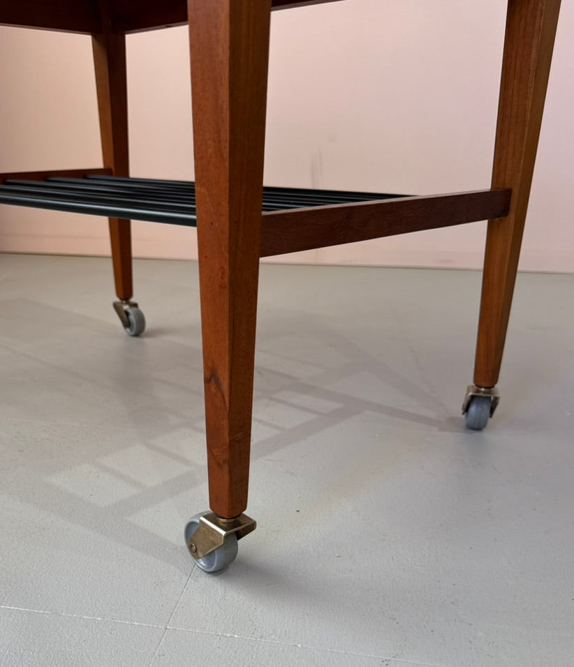 Danish Side Table in Teak on Castors
