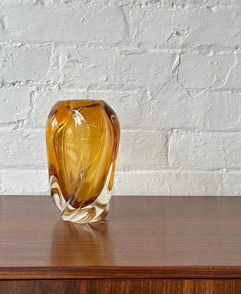 Murano Amber Glass Vase