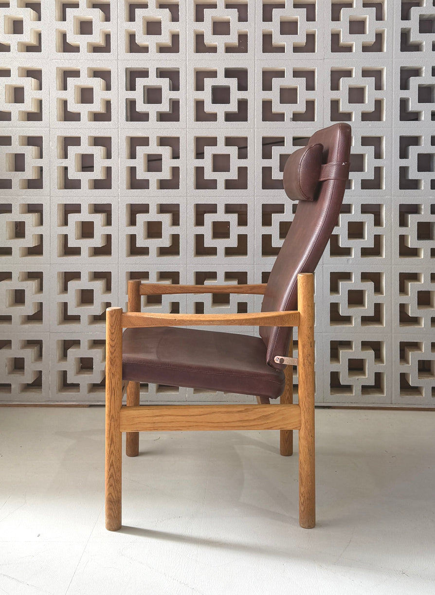 Danish High-Back Easy Chair in Oak