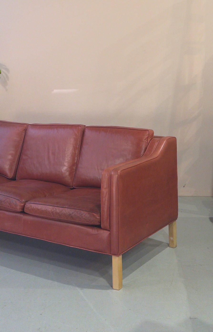 Three Seater Danish Sofa in Red Leather