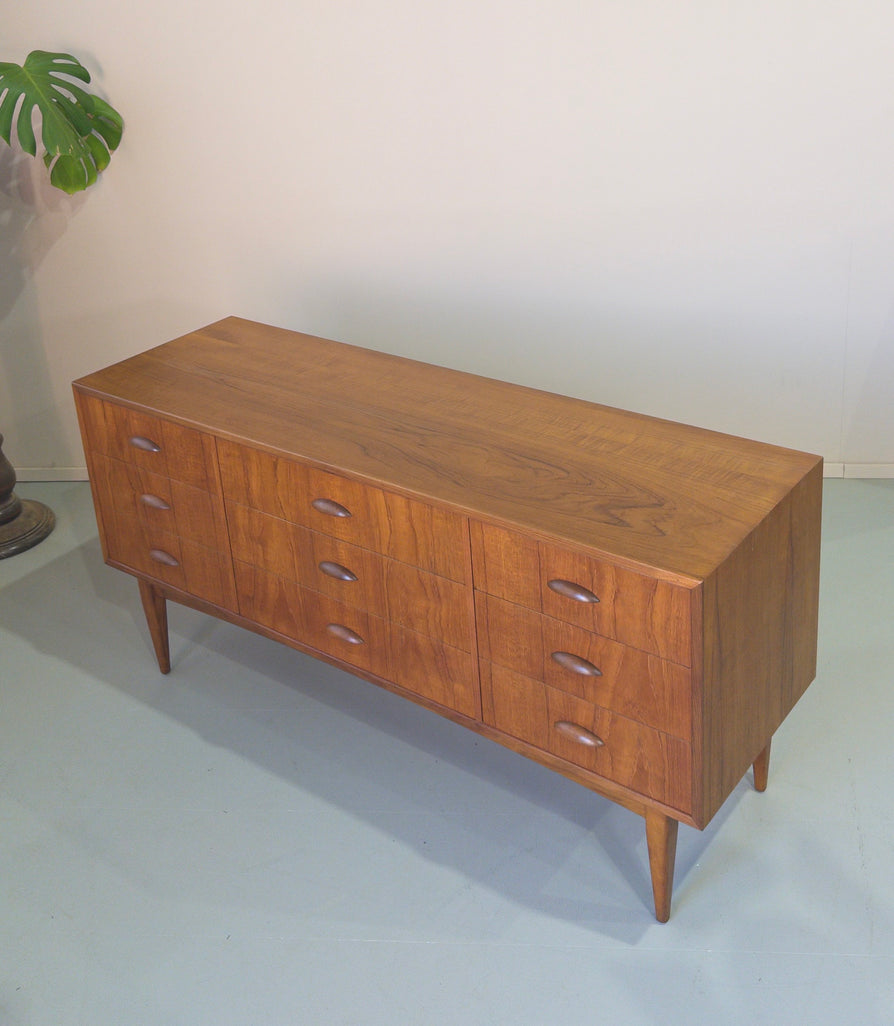 Mid-Century Nine-Drawer Chest / Sideboard in Teak