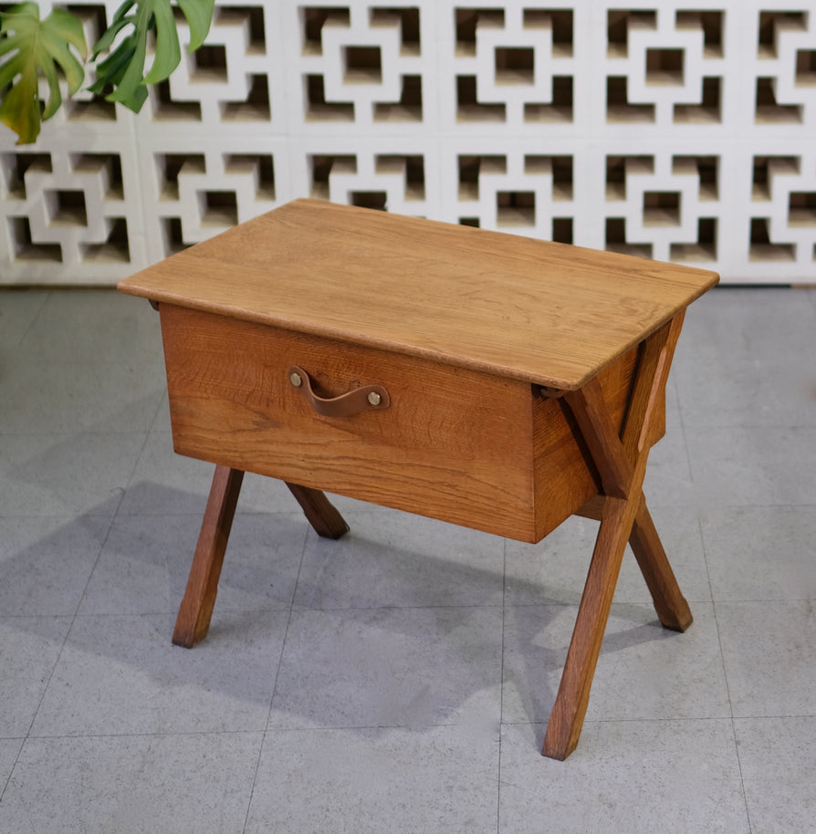 Danish Sewing Tidy / Bedside Table in Oak