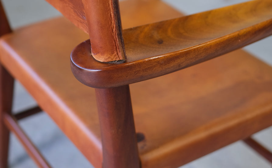 Danish Armchair in Teak and Tan Leather