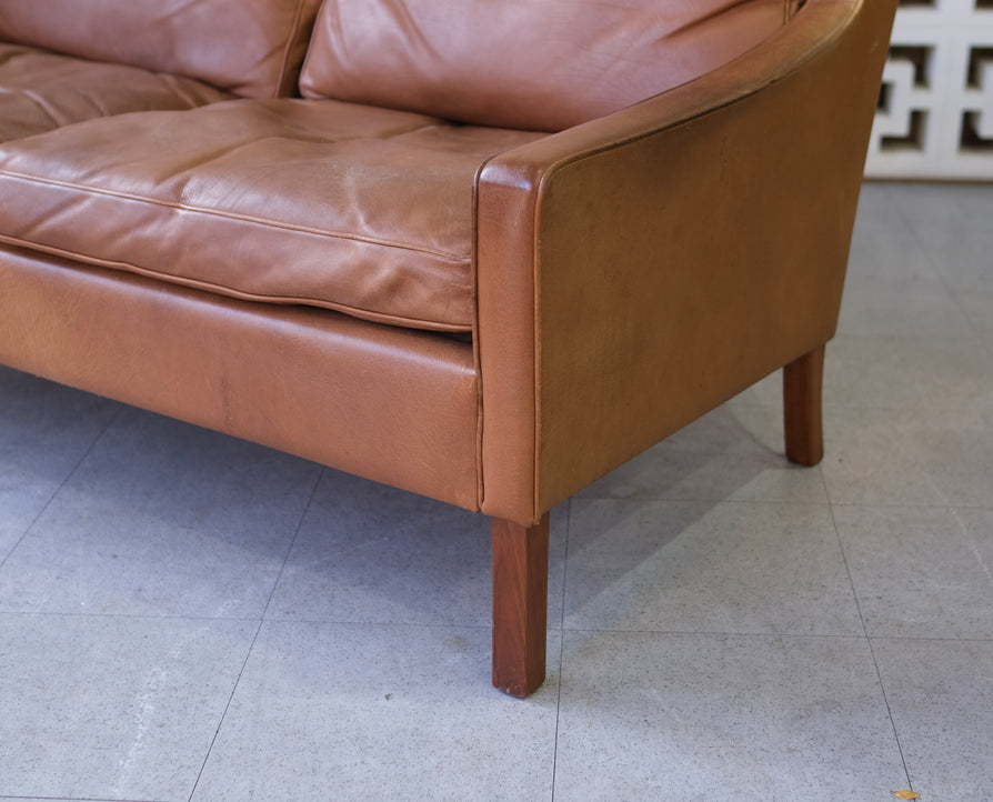 Danish Two Seater Sofa by OPE Møbler in Tan Leather