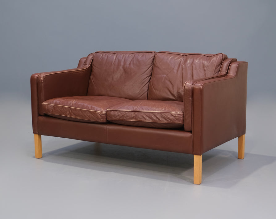 Two Seater Sofa by Stouby in Brown Leather
