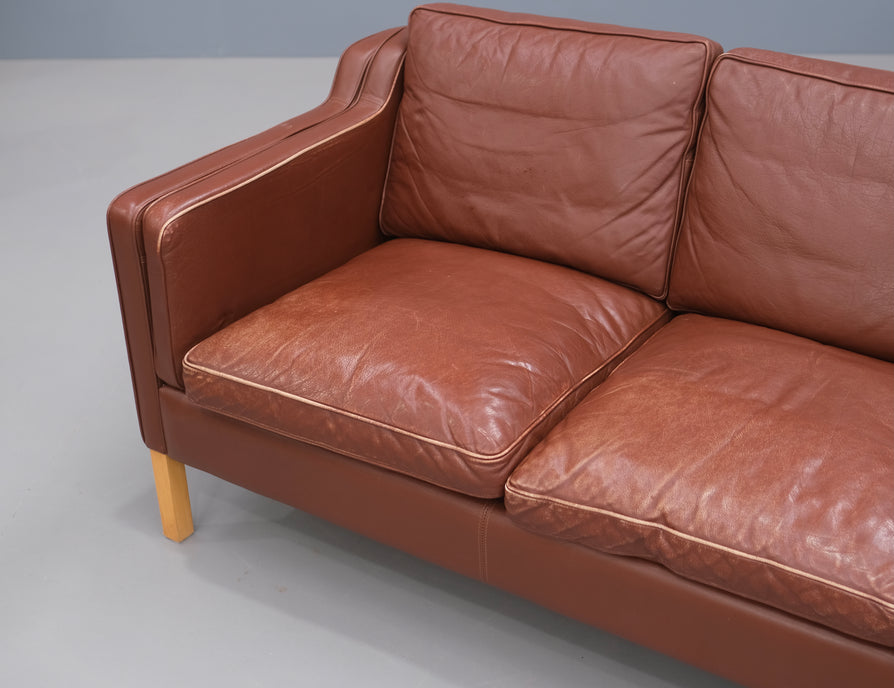 Three Seater Sofa by Stouby in Brown Leather