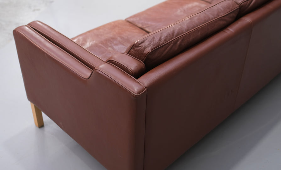 Three Seater Sofa by Stouby in Brown Leather