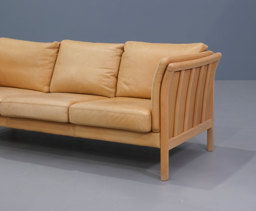 Danish Three Seater Sofa in Natural Leather