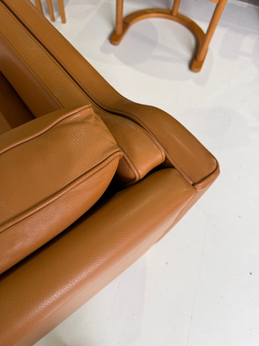 Danish Three Seater Sofa in Caramel Leather
