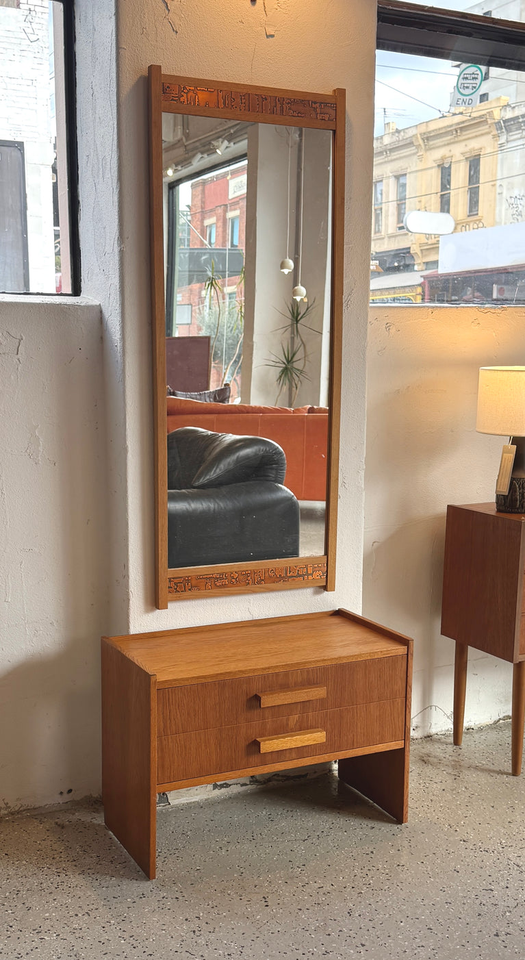 Danish Entranceway Console & Mirror in European Oak