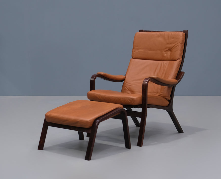 High-Back Bentwood Lounge Chair with Footstool