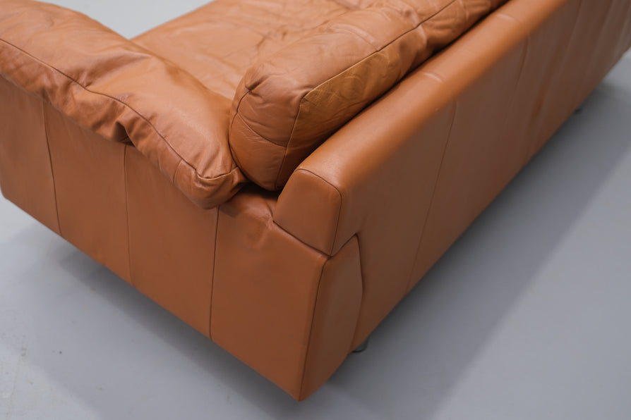 Three Seater Danish Sofa in Tan Leather