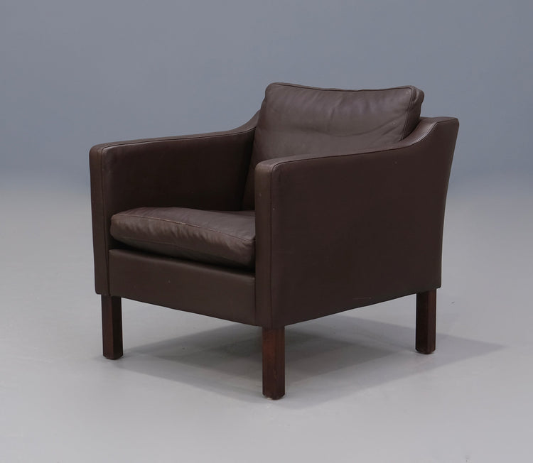 Danish Lounge Chair in Brown Leather