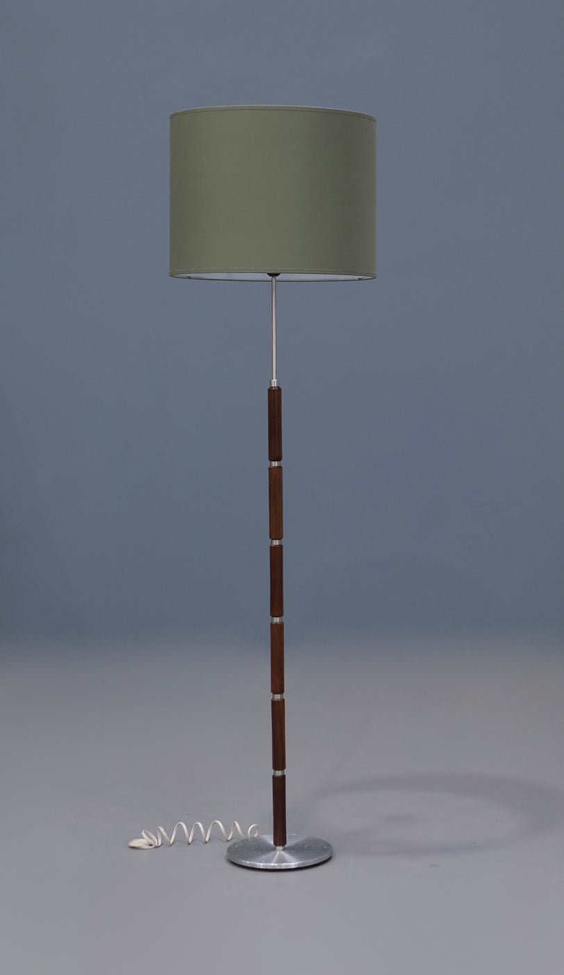 Danish Floor Lamp in Brushed Aluminium & Rosewood