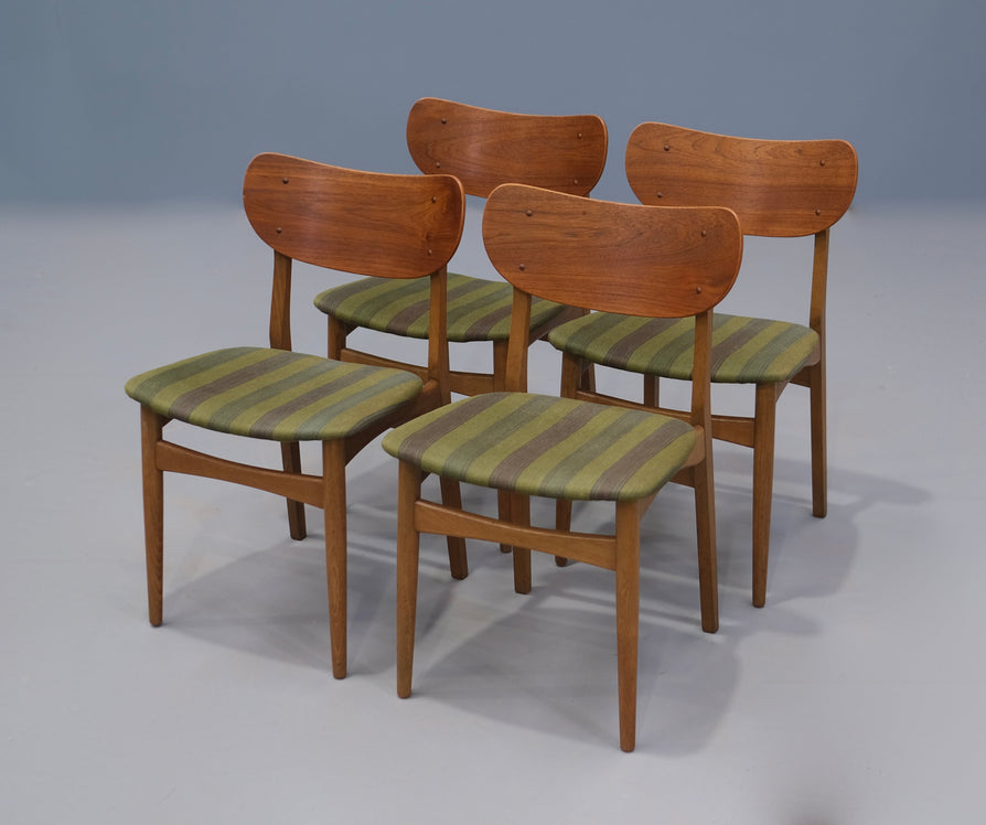 Four Danish Dining Chairs in Oak & Teak