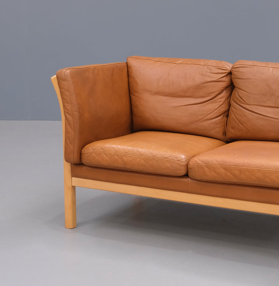 Danish Two Seater Sofa in Tan Leather