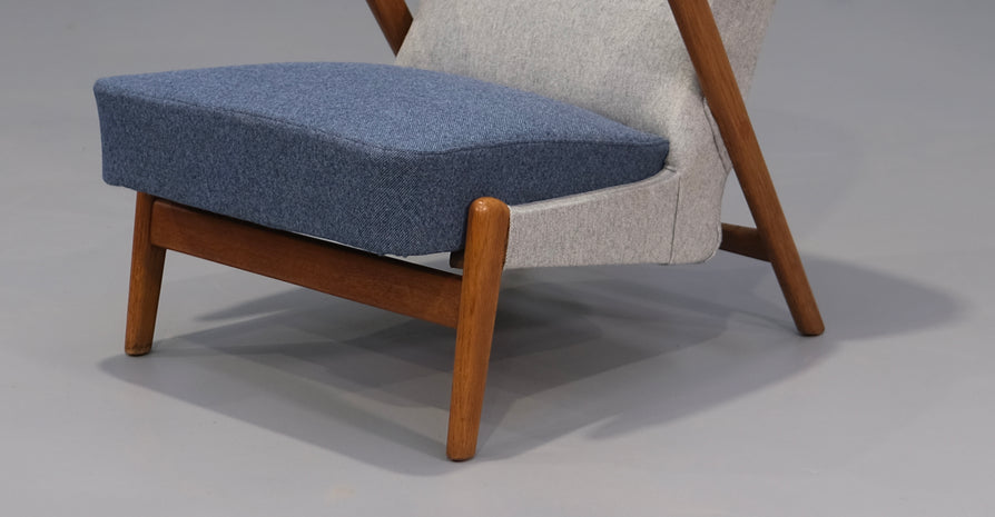 Danish High-Back Lounge Chair in Teak and New Wool
