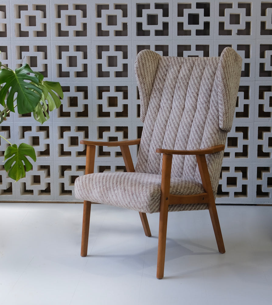 Danish Wing-Back Easy Chair in Wool